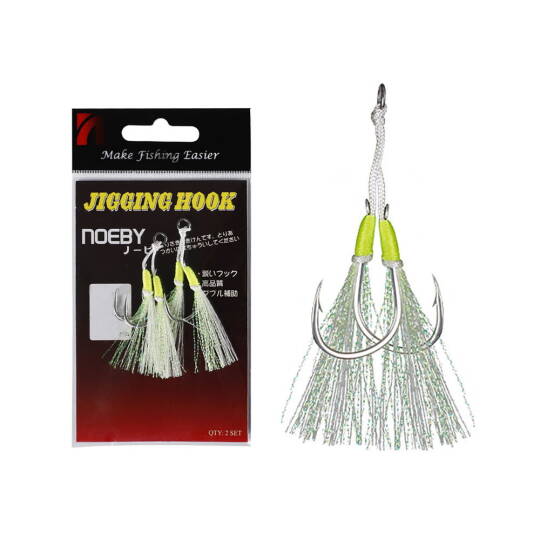Noeby Jigging Hook Lj10 10 Assist Glow 2 Pcs - 1