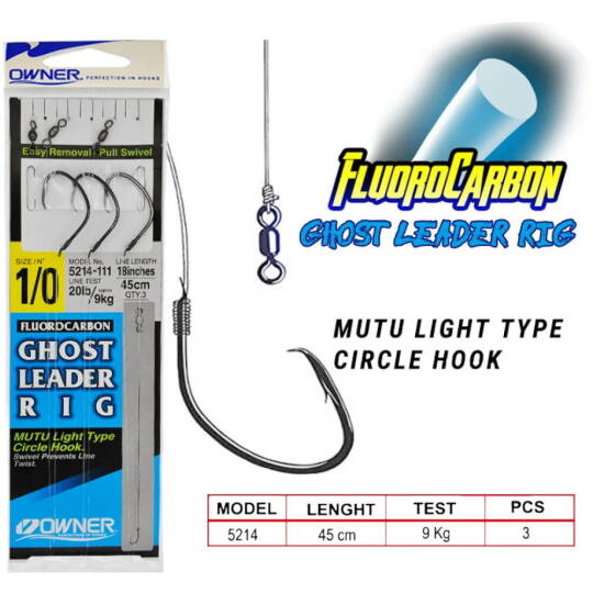 Owner 5214-111 Ghost Leader Rig Circle Hook FC 10