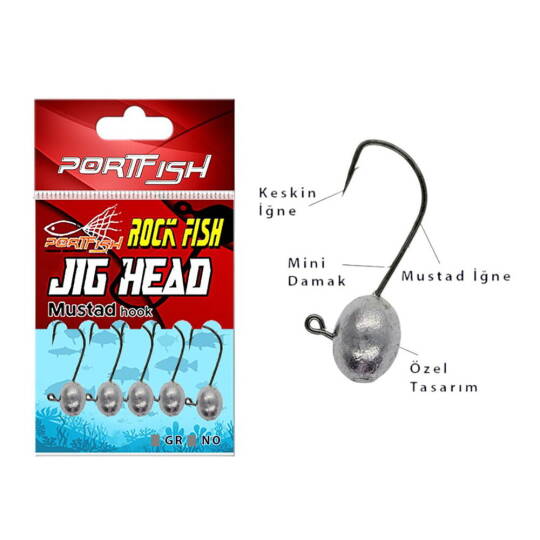 PortFish JigHead Mustad Hook 1Gr No6