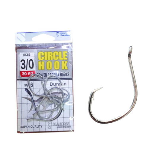 Sea Horse Circle Power Carbon Hooks Oty6 No30