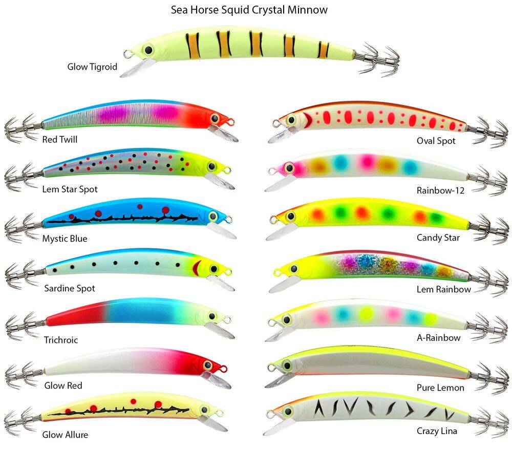 Sea Horse Squid Crystal Minnow115mm 23g Trichroic - 2
