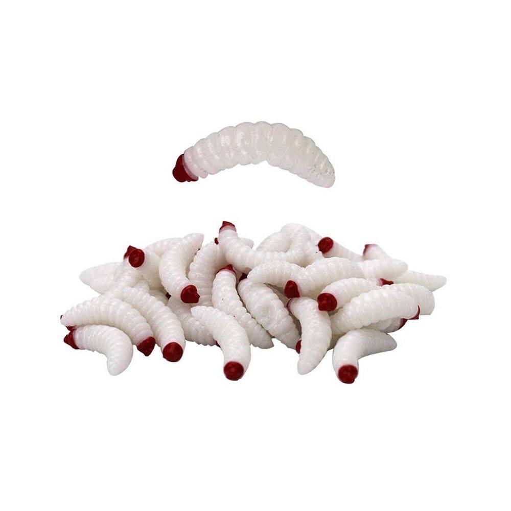 Sea Horse Worm 2 Cm White-Red Head 10 Pcs - 1