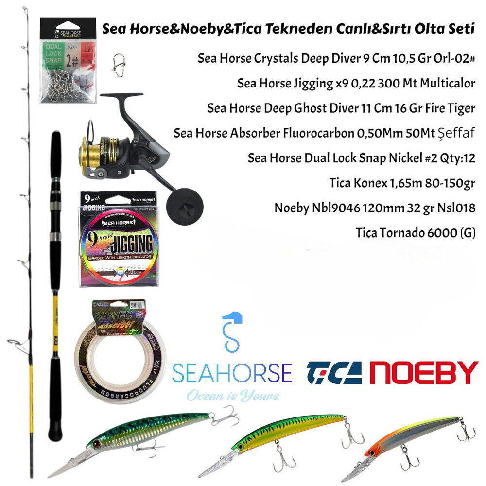 Sea Horse&Noeby&Tica Tekneden Canlı&Sırtı Olta Set - 1