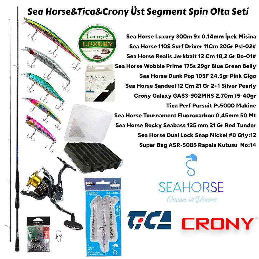 Sea Horse&Tica&Crony Üst Segment Spin Olta Seti - 1