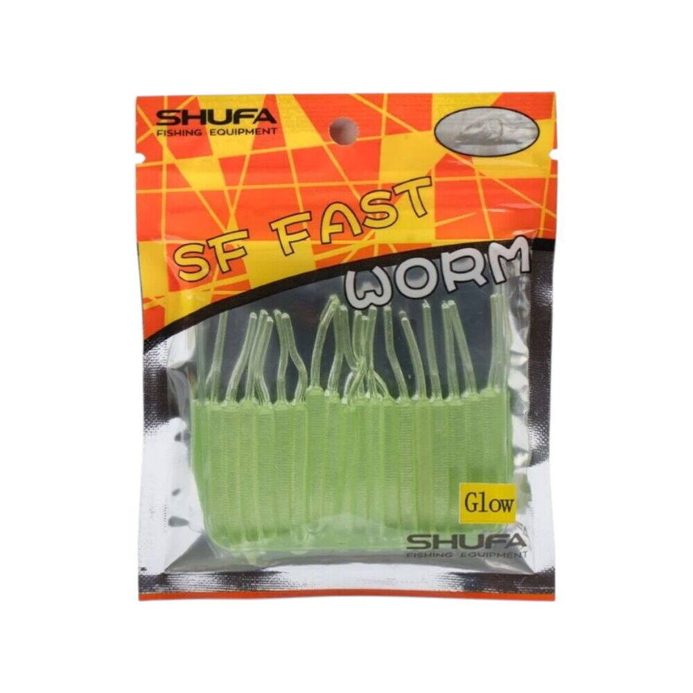 Shufa Fast Worm 5.1 Cm 20 Pcs Clear Green - 1