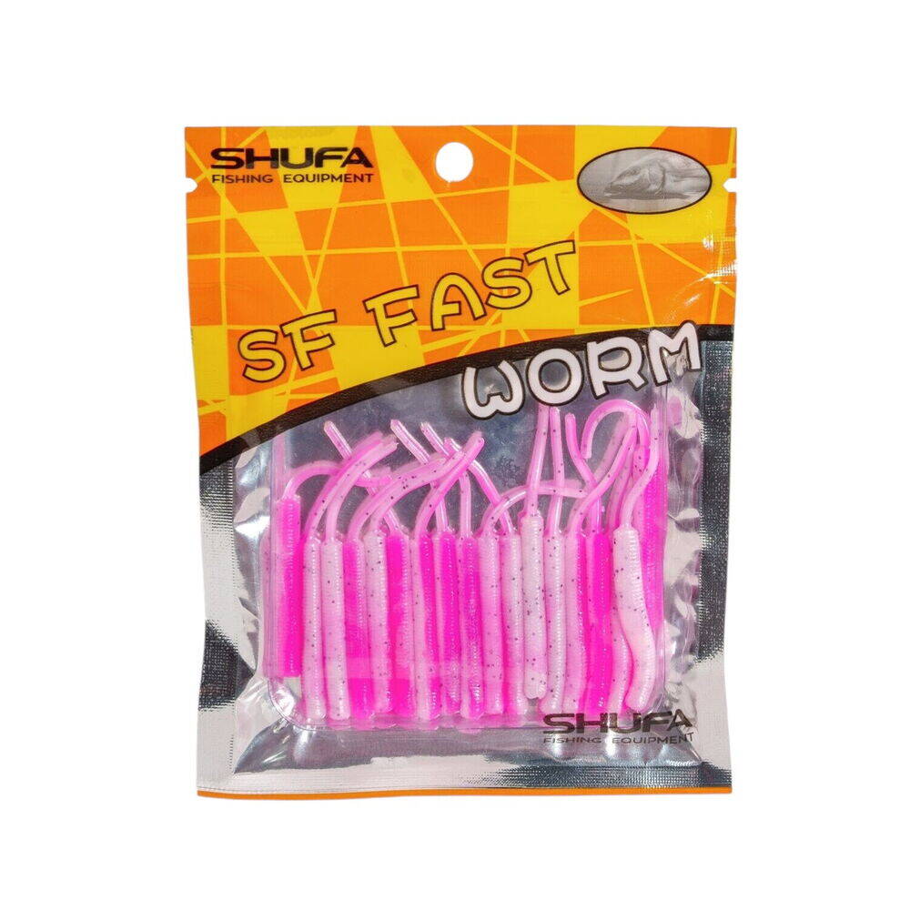 Shufa Fast Worm 5.1 Cm 20 Pcs Pink White - 1