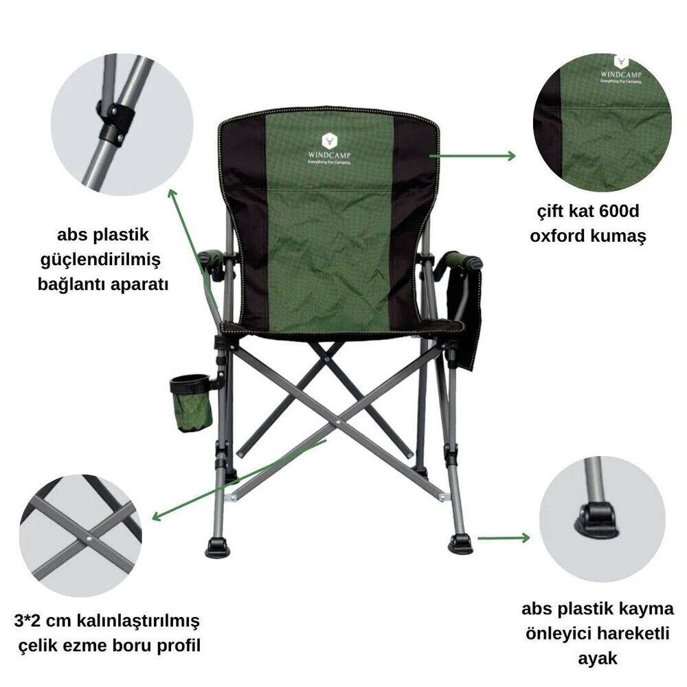 Windcamp Katlanır Kamp Sandalyesi Lux Green - 3